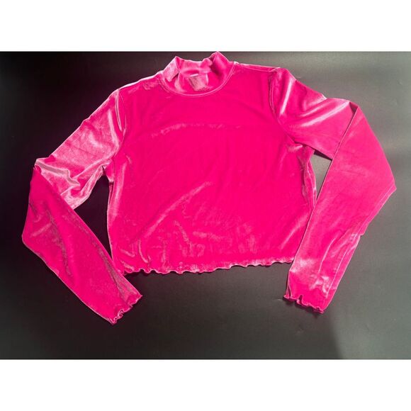bp Tops - BP NWOT Women Cropped Velour  Sleeve Top in‎ Pink Size XL